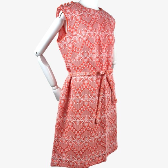 Vintage 1960s MOD Orange Mini Dress GoGo Geometric - Picture 1 of 11